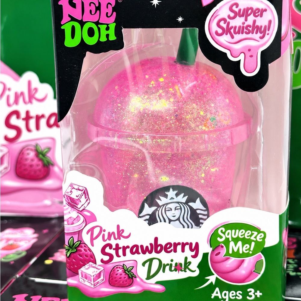 Starbucks Pink Glitter Strawberry Drink Kids Toy/squishy